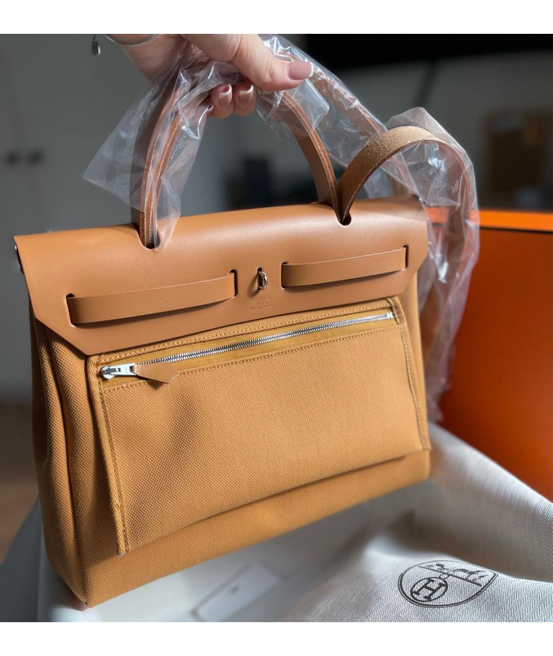 HERMES Горчичная кожаная сумка через плечо, фото 2