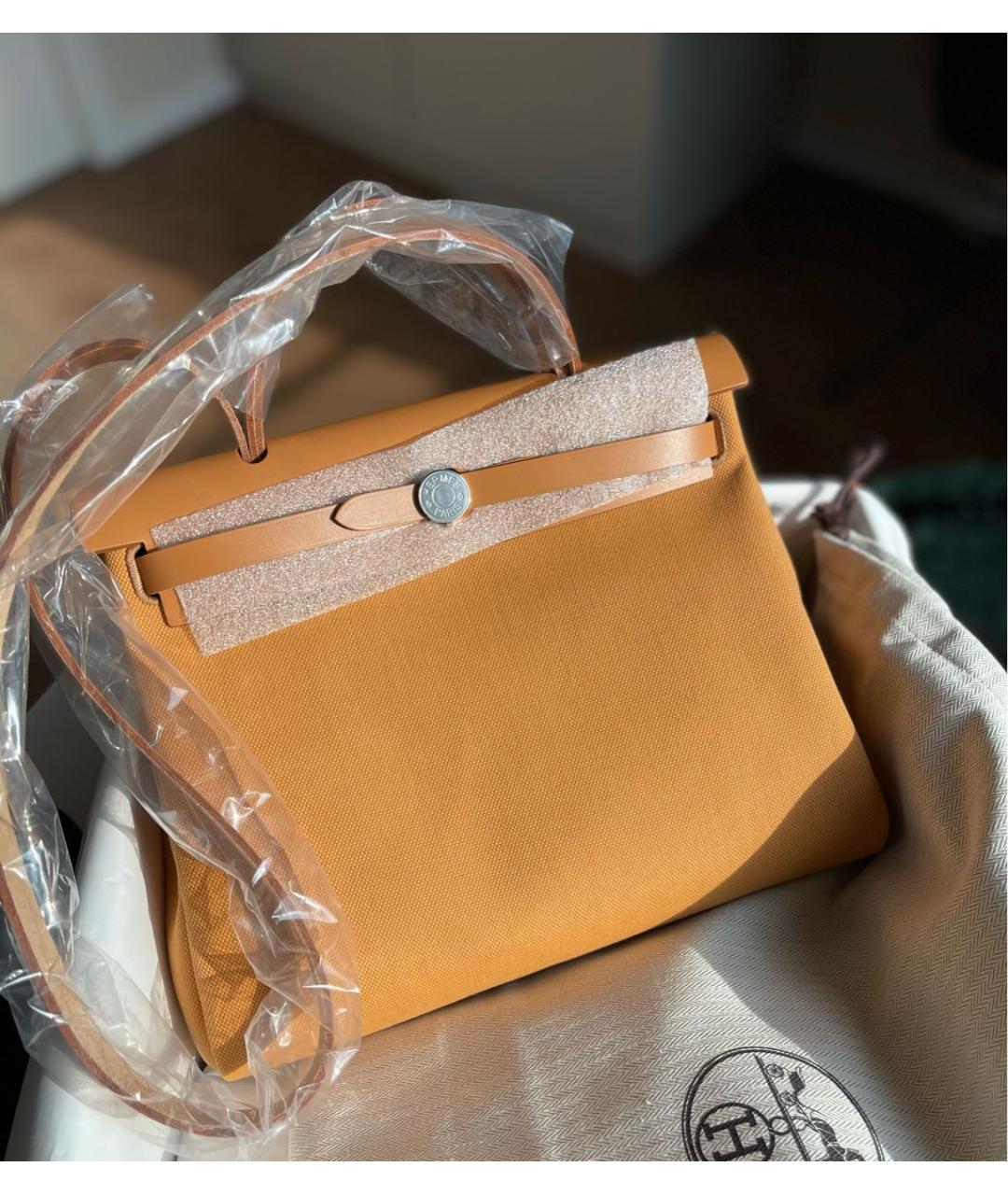 HERMES Горчичная кожаная сумка через плечо, фото 5