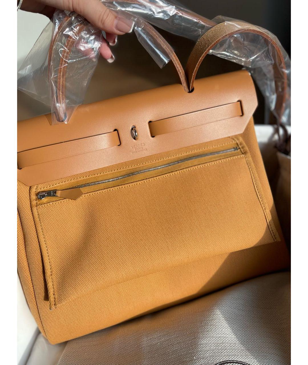 HERMES Горчичная кожаная сумка через плечо, фото 3