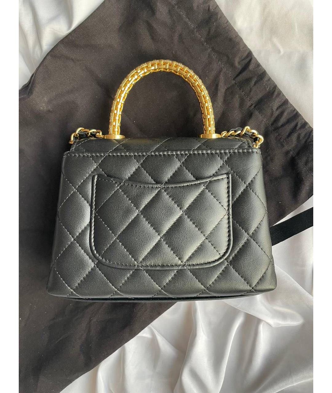 CHANEL Черная кожаная сумка с короткими ручками, фото 2