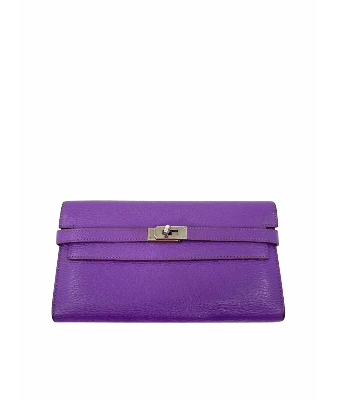 HERMES Фиолетовый кожаный кошелек, фото 1