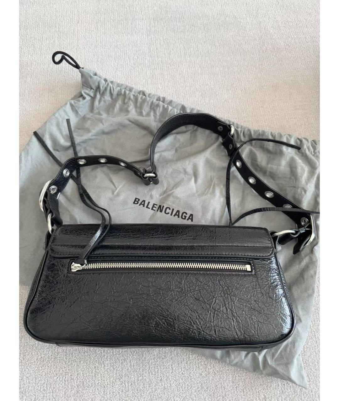 BALENCIAGA Черная кожаная сумка через плечо, фото 5