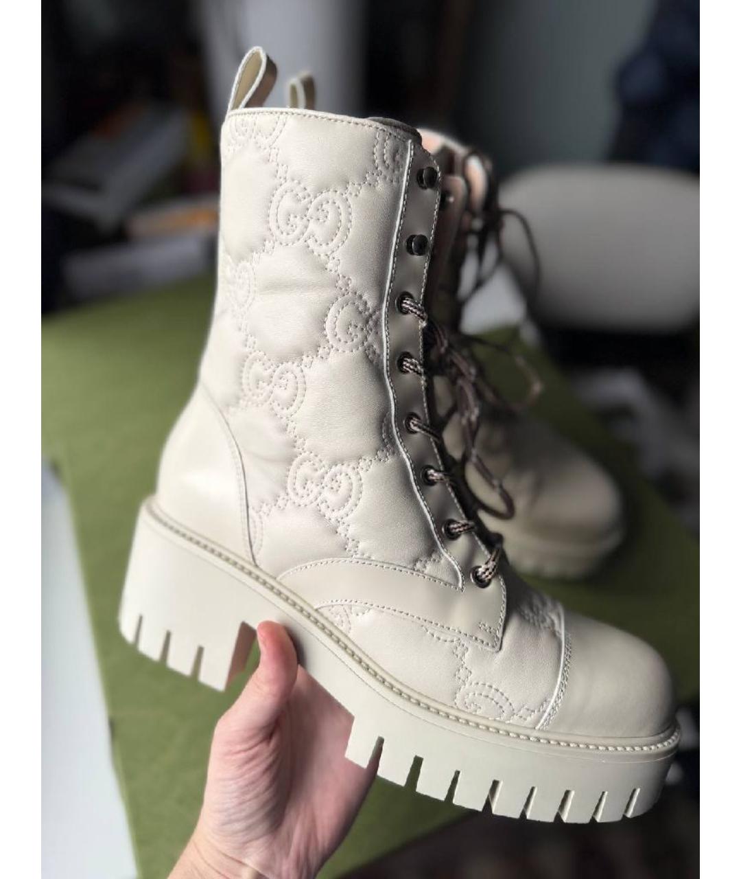 GUCCI Белые кожаные сапоги, фото 2