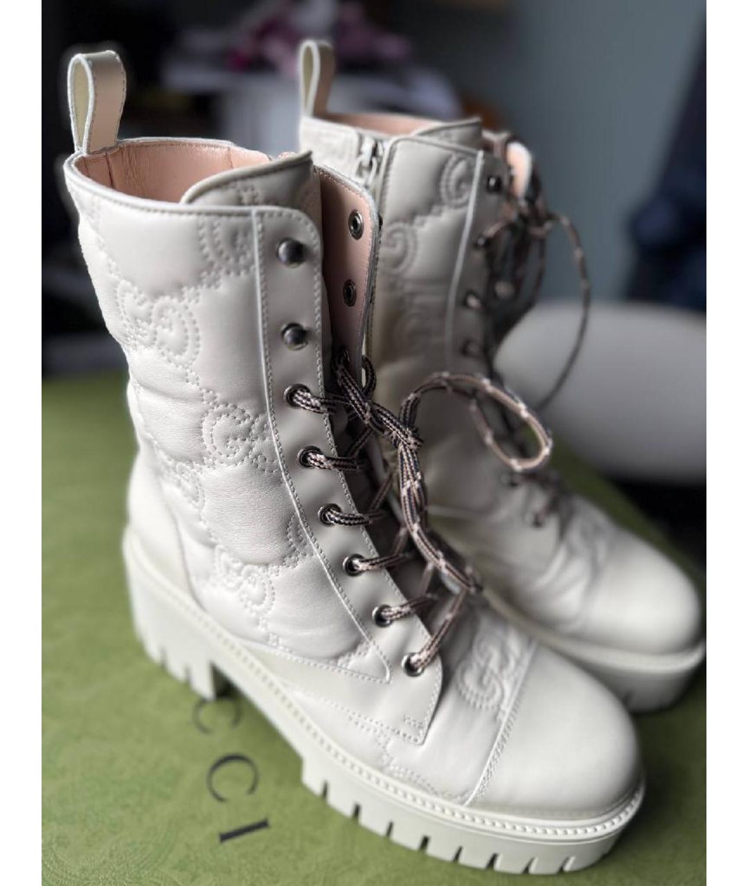 GUCCI Белые кожаные сапоги, фото 3