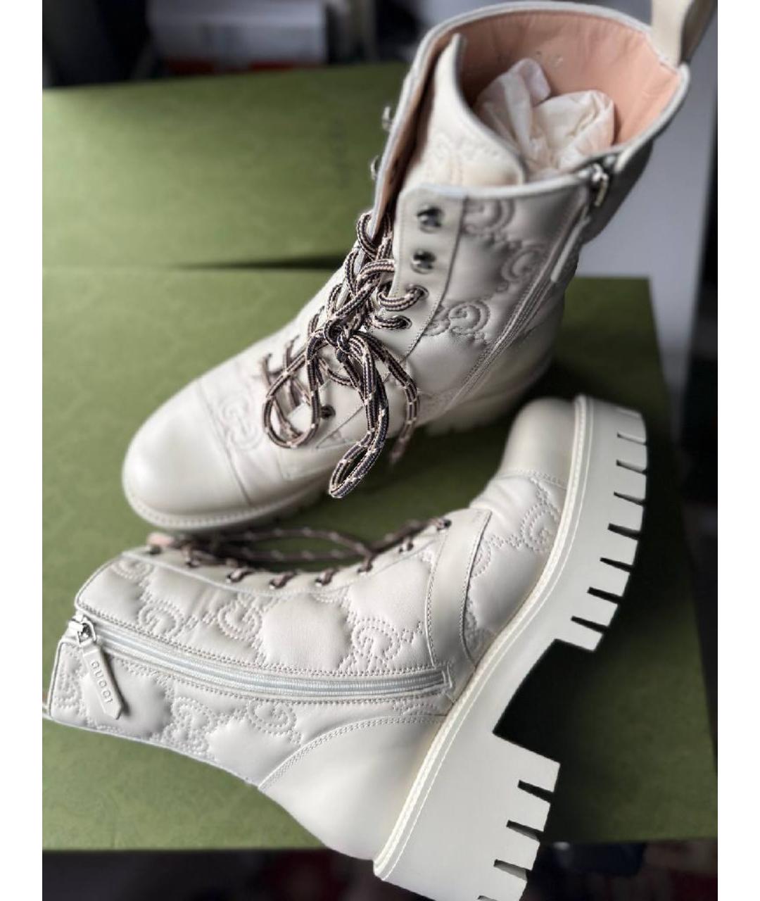 GUCCI Белые кожаные сапоги, фото 4