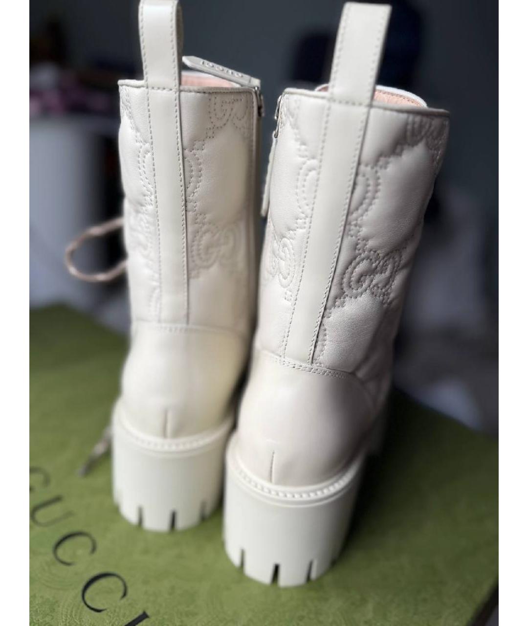 GUCCI Белые кожаные сапоги, фото 5