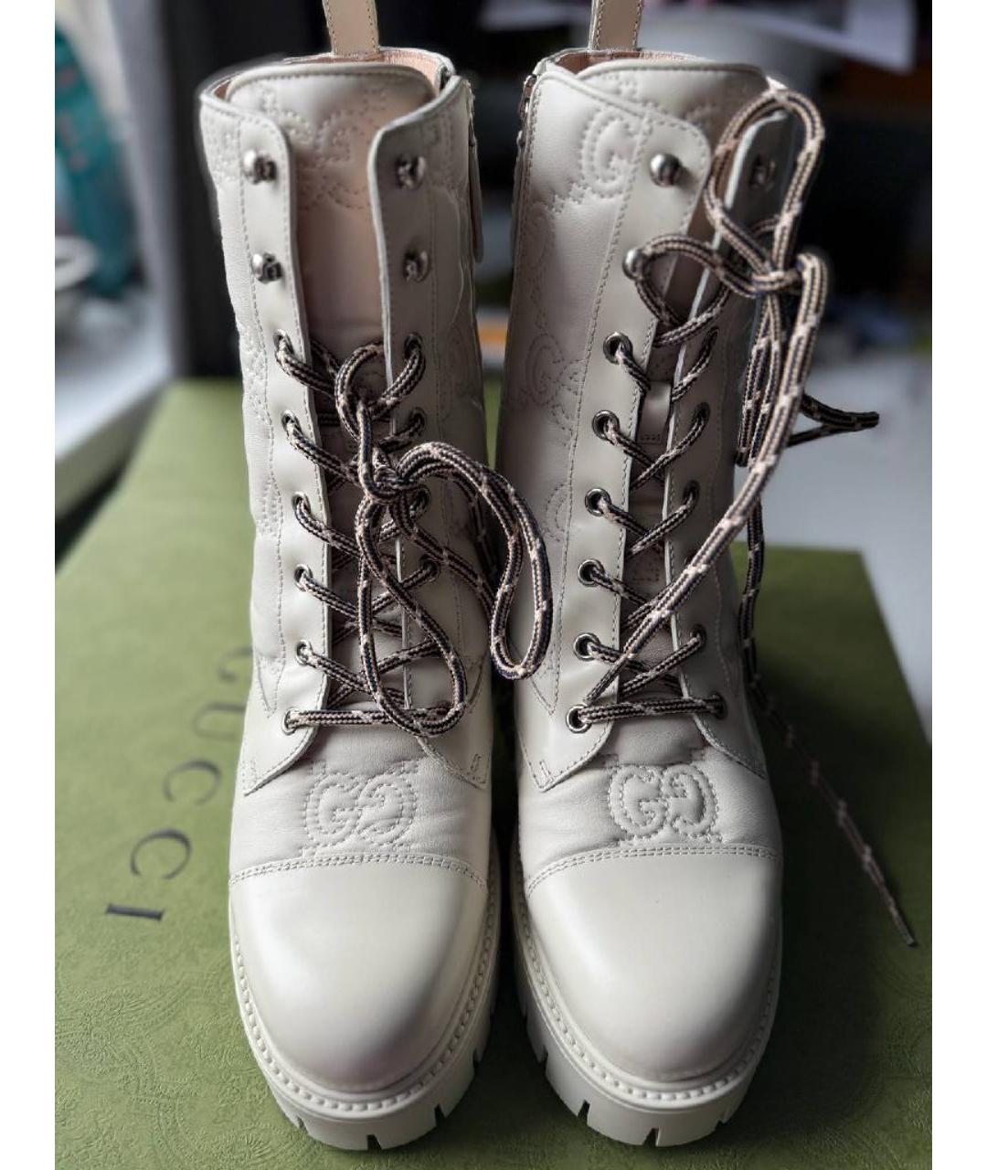 GUCCI Белые кожаные сапоги, фото 7