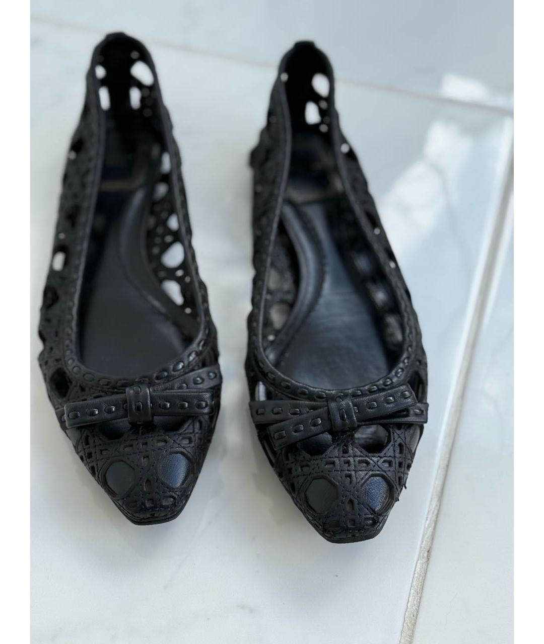 CHRISTIAN DIOR Черные кожаные балетки, фото 3