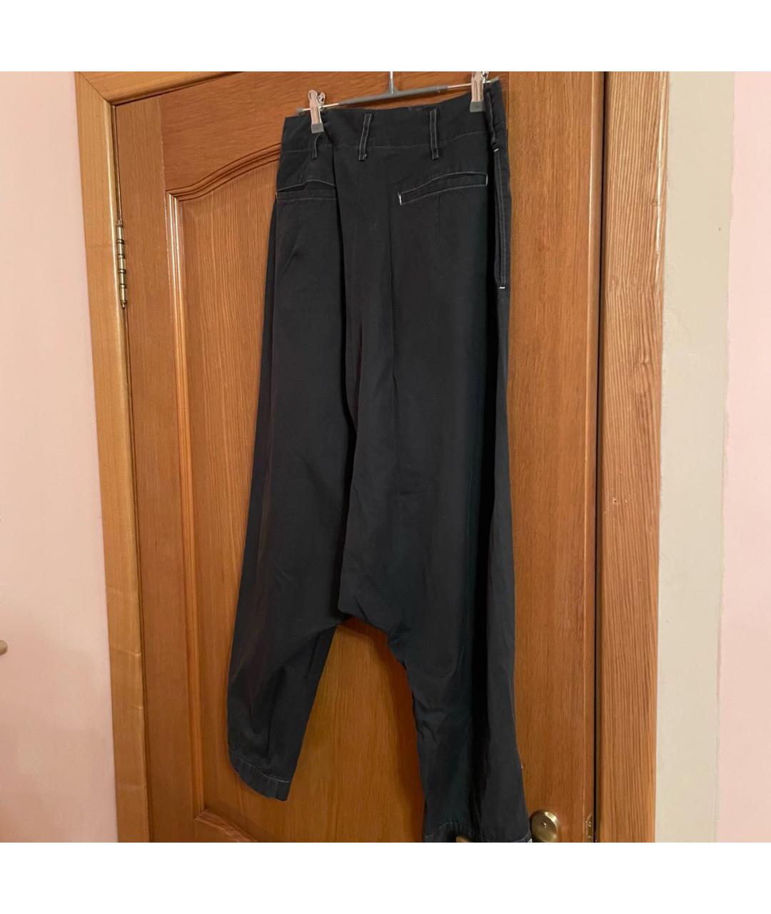 YOHJI YAMAMOTO Антрацитовые хлопковые брюки широкие, фото 2