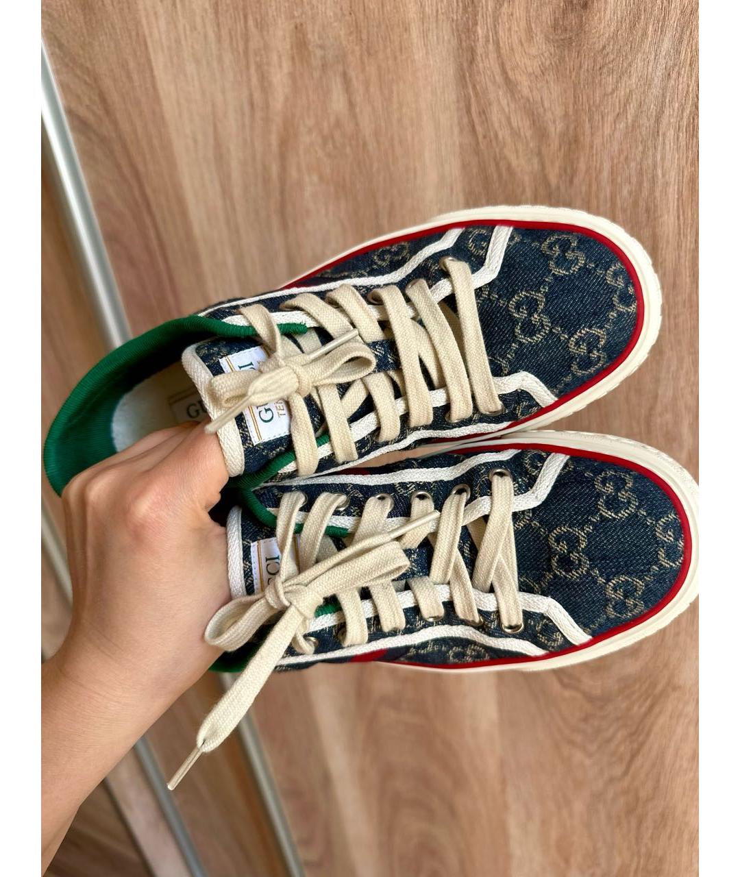 GUCCI Темно-синие текстильные кеды, фото 5