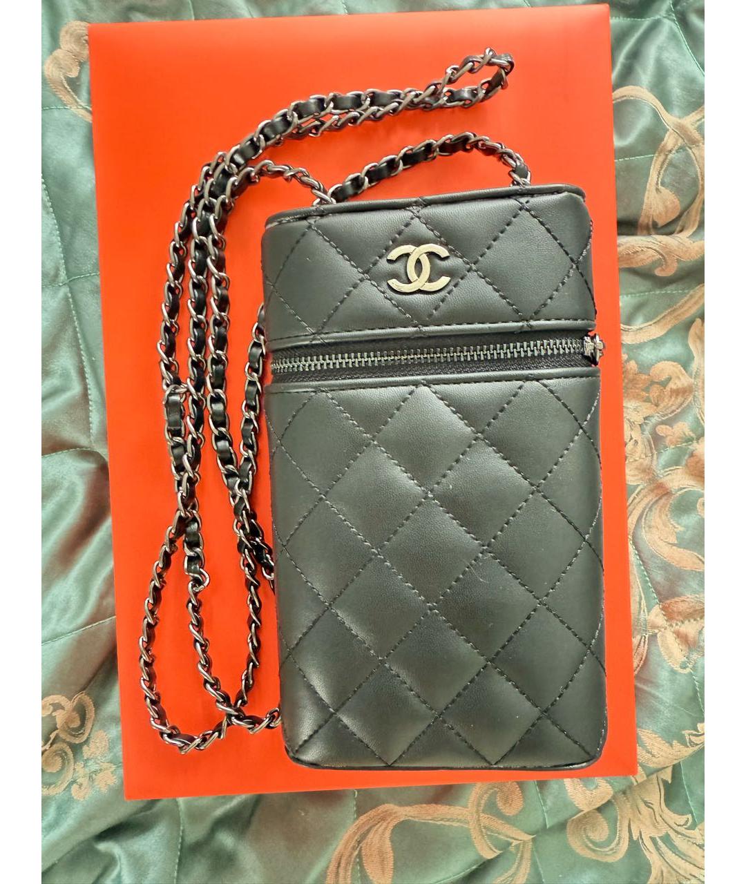 CHANEL Черная кожаная сумка через плечо, фото 8