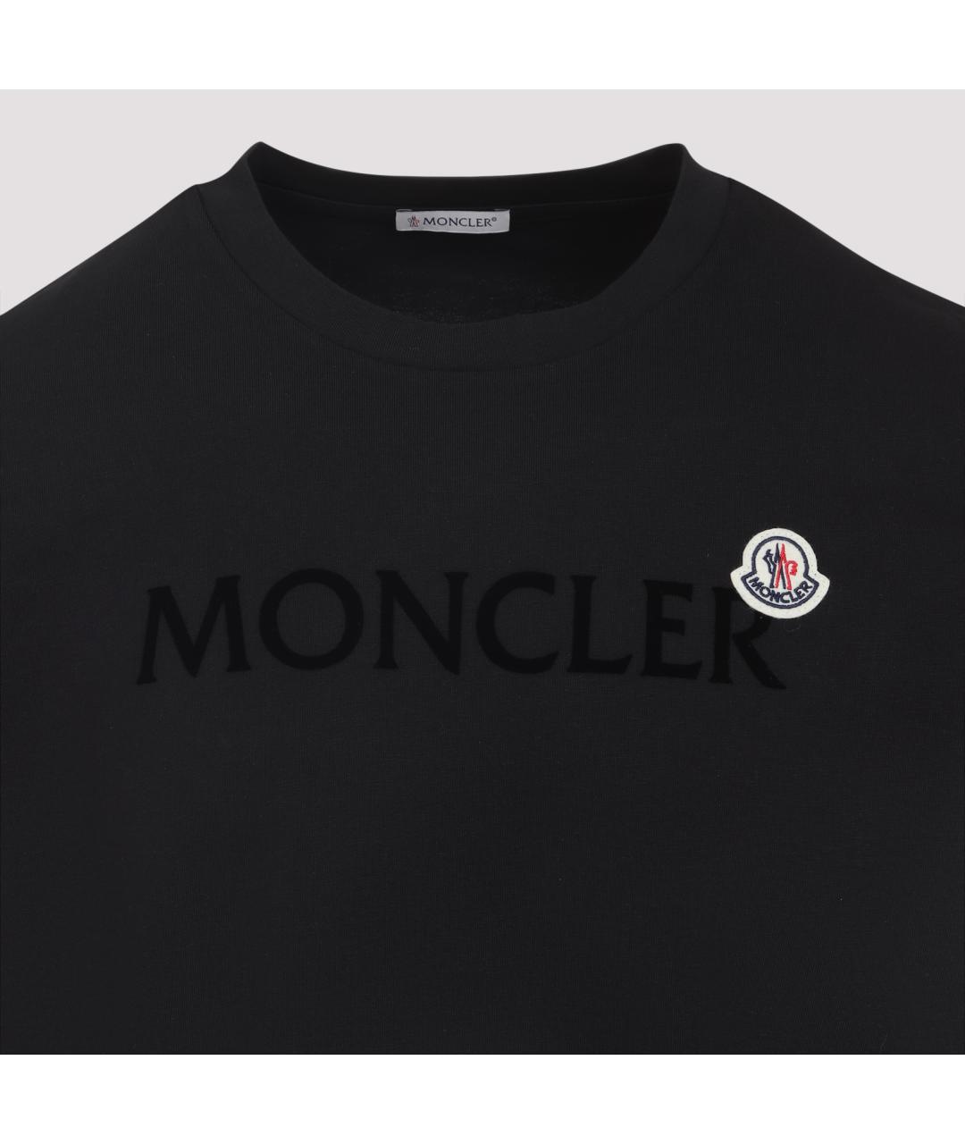 MONCLER Черная хлопковая футболка, фото 3