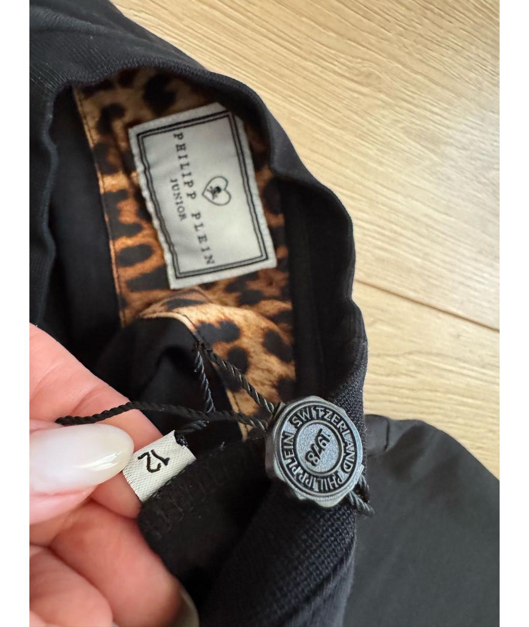 PHILIPP PLEIN JUNIOR Черный хлопковый детская футболка / топ, фото 4