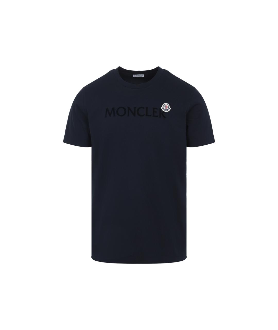 MONCLER Темно-синяя хлопковая футболка, фото 1