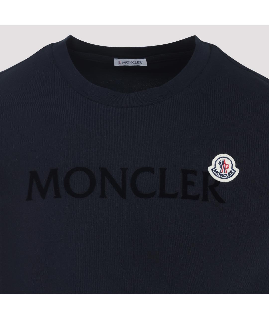 MONCLER Темно-синяя хлопковая футболка, фото 3
