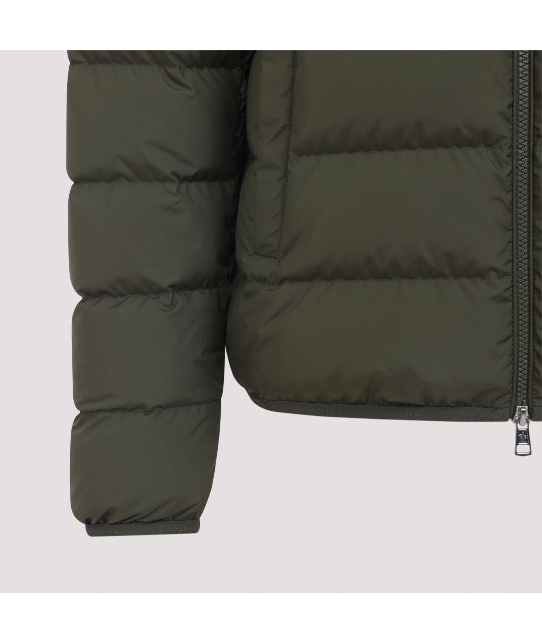 MONCLER Зеленый полиэстеровый пуховик, фото 3
