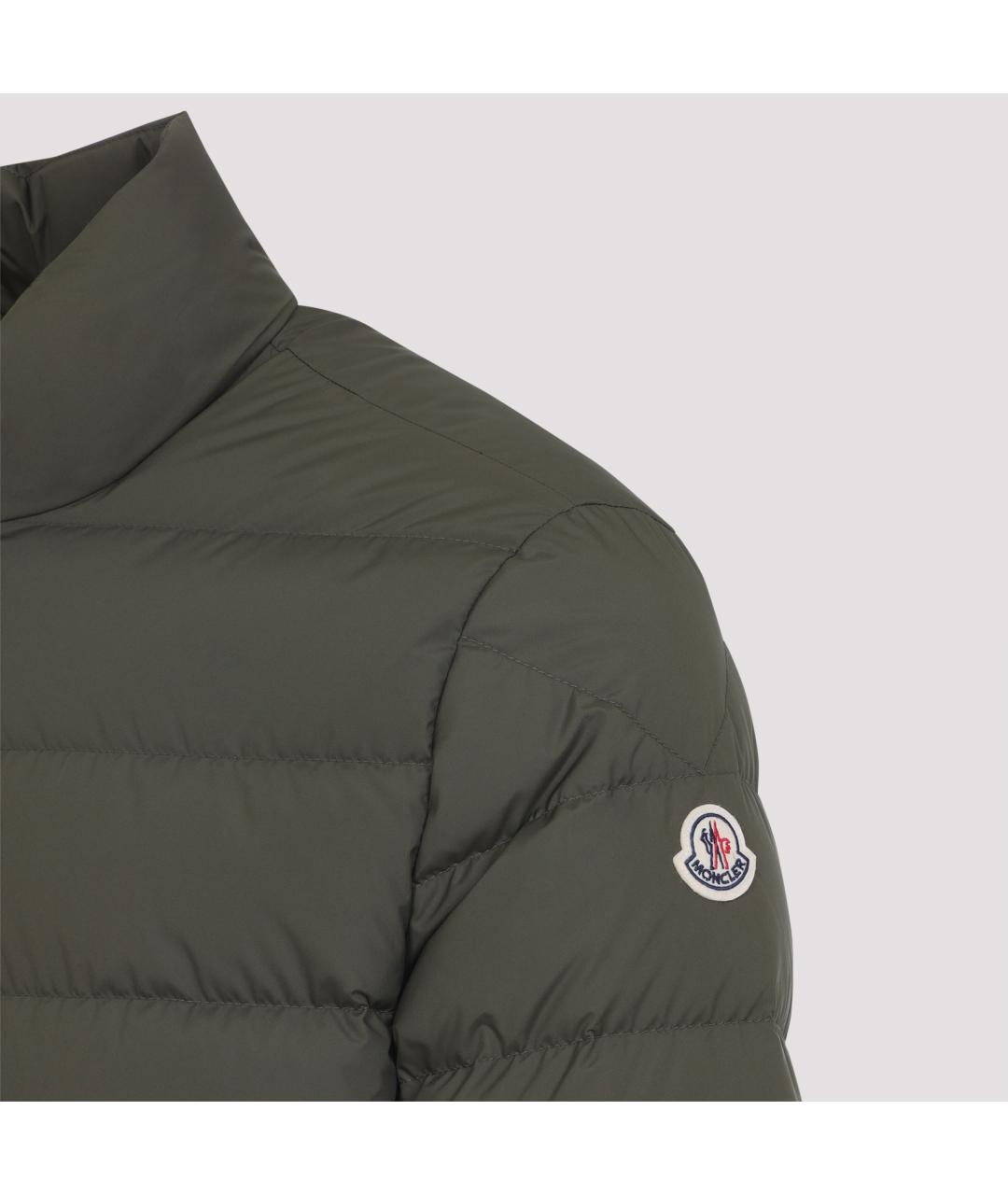 MONCLER Зеленый полиэстеровый пуховик, фото 4