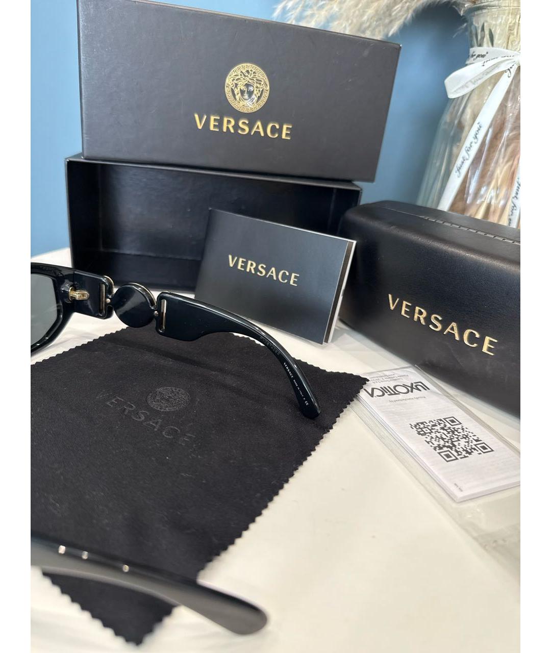 VERSACE Черные пластиковые солнцезащитные очки, фото 5