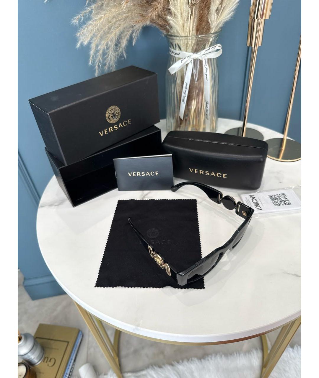 VERSACE Черные пластиковые солнцезащитные очки, фото 7