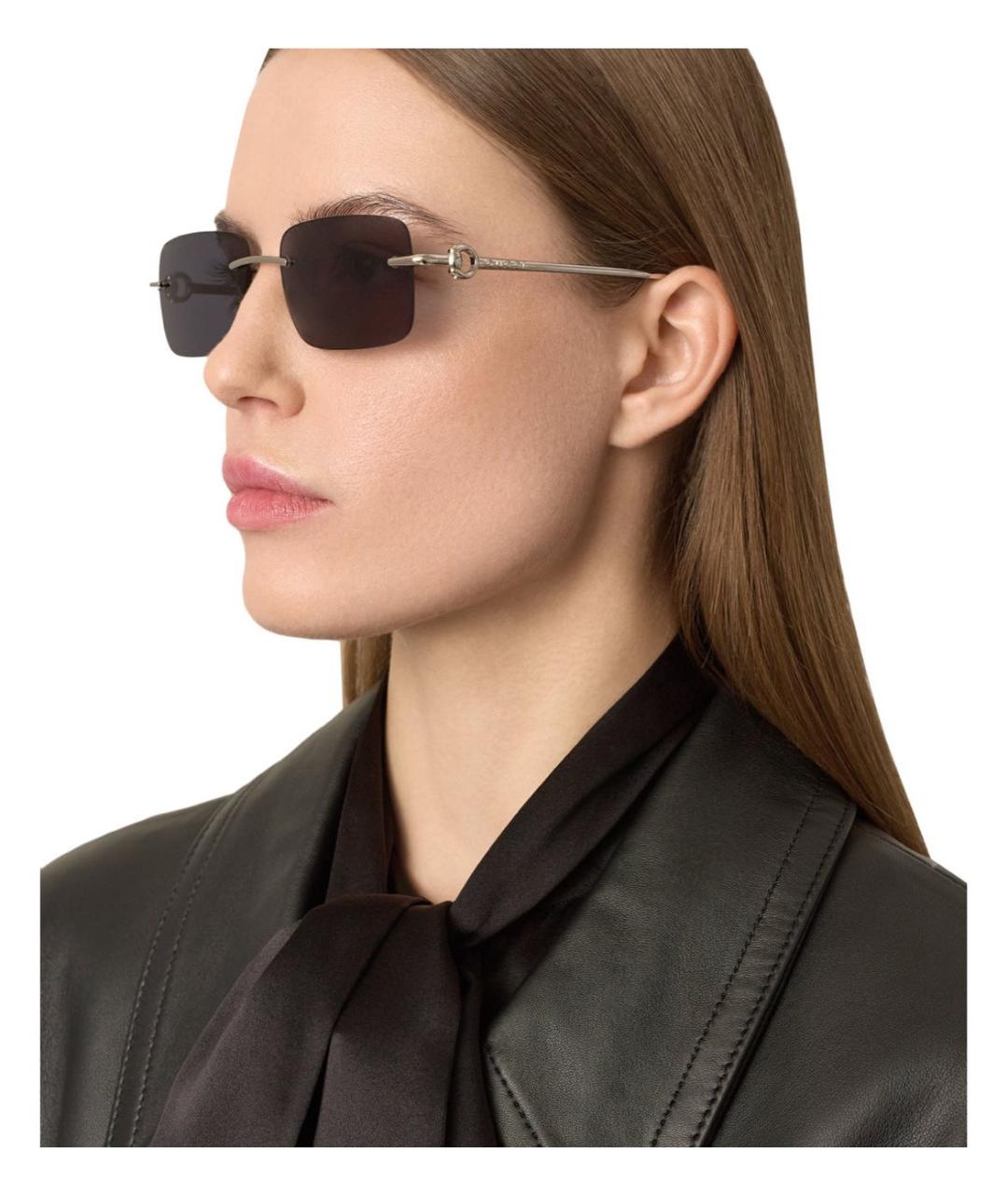 GUCCI Черные металлические солнцезащитные очки, фото 4