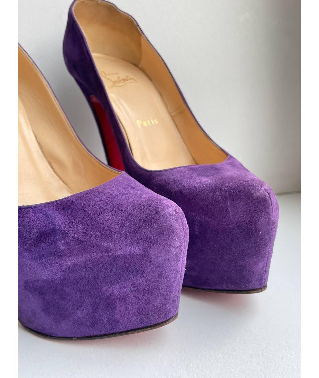 CHRISTIAN LOUBOUTIN Фиолетовые замшевые туфли, фото 5