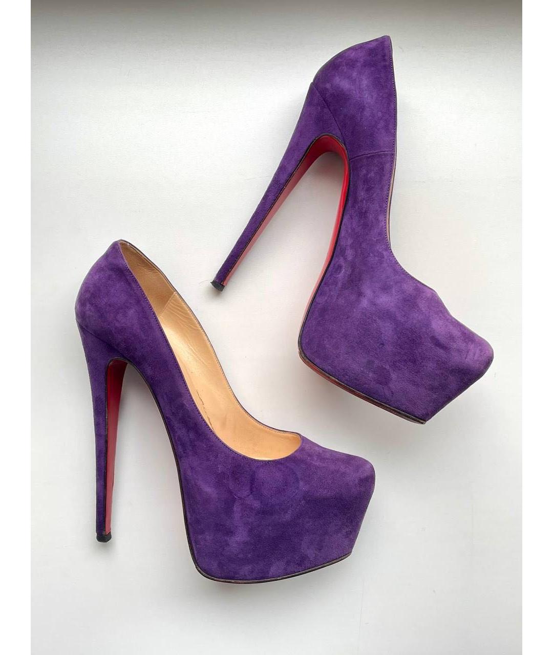 CHRISTIAN LOUBOUTIN Фиолетовые замшевые туфли, фото 2