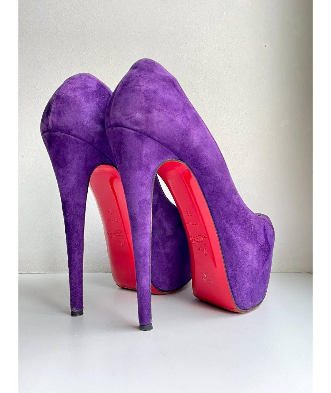 CHRISTIAN LOUBOUTIN Фиолетовые замшевые туфли, фото 4