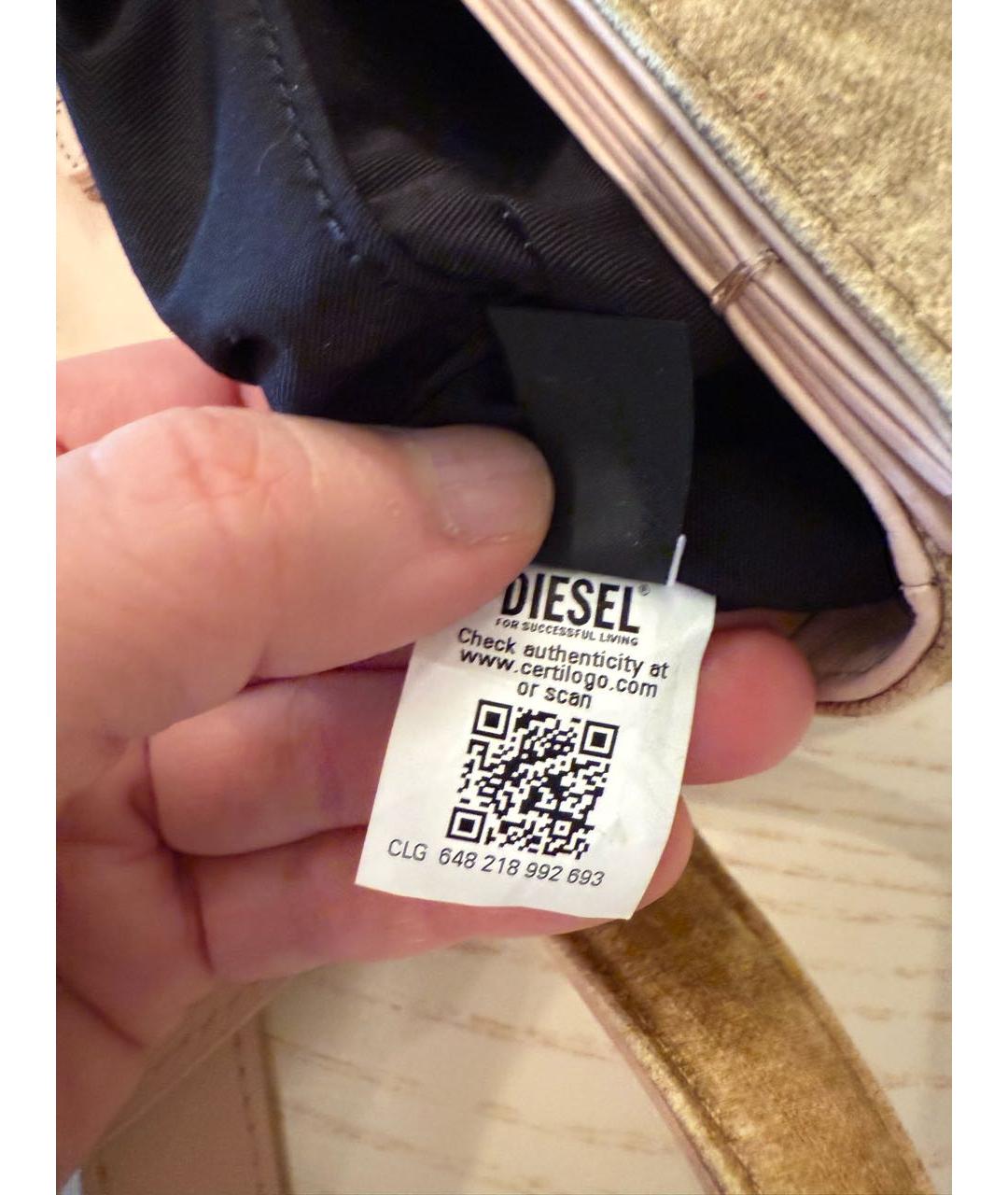 DIESEL Бежевая тканевая сумка с короткими ручками, фото 5