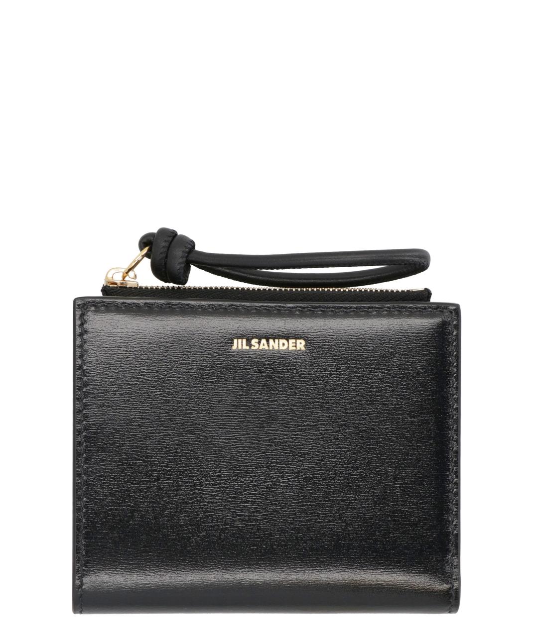 JIL SANDER Черный кожаный кошелек, фото 1