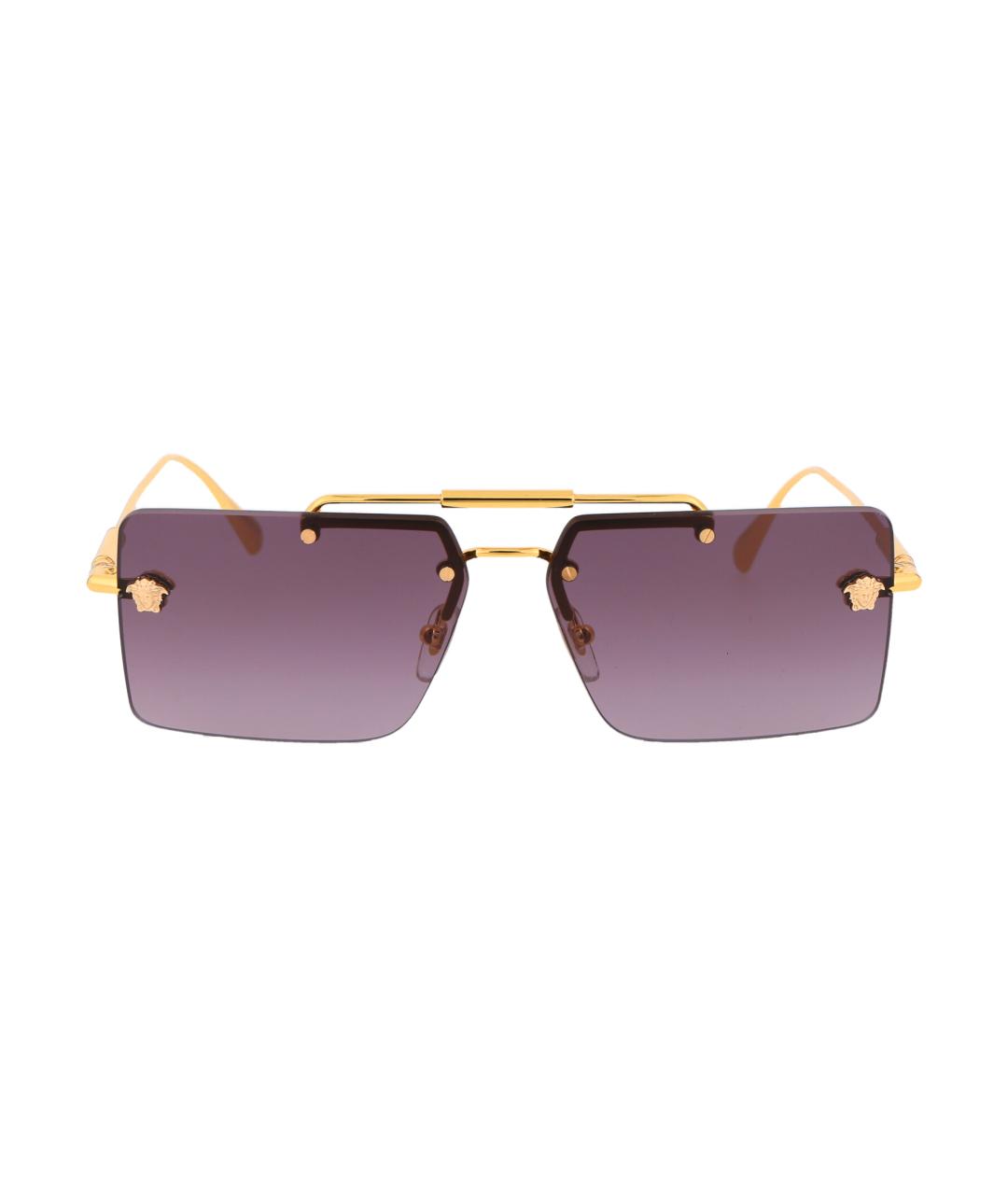 VERSACE Золотые металлические солнцезащитные очки, фото 1