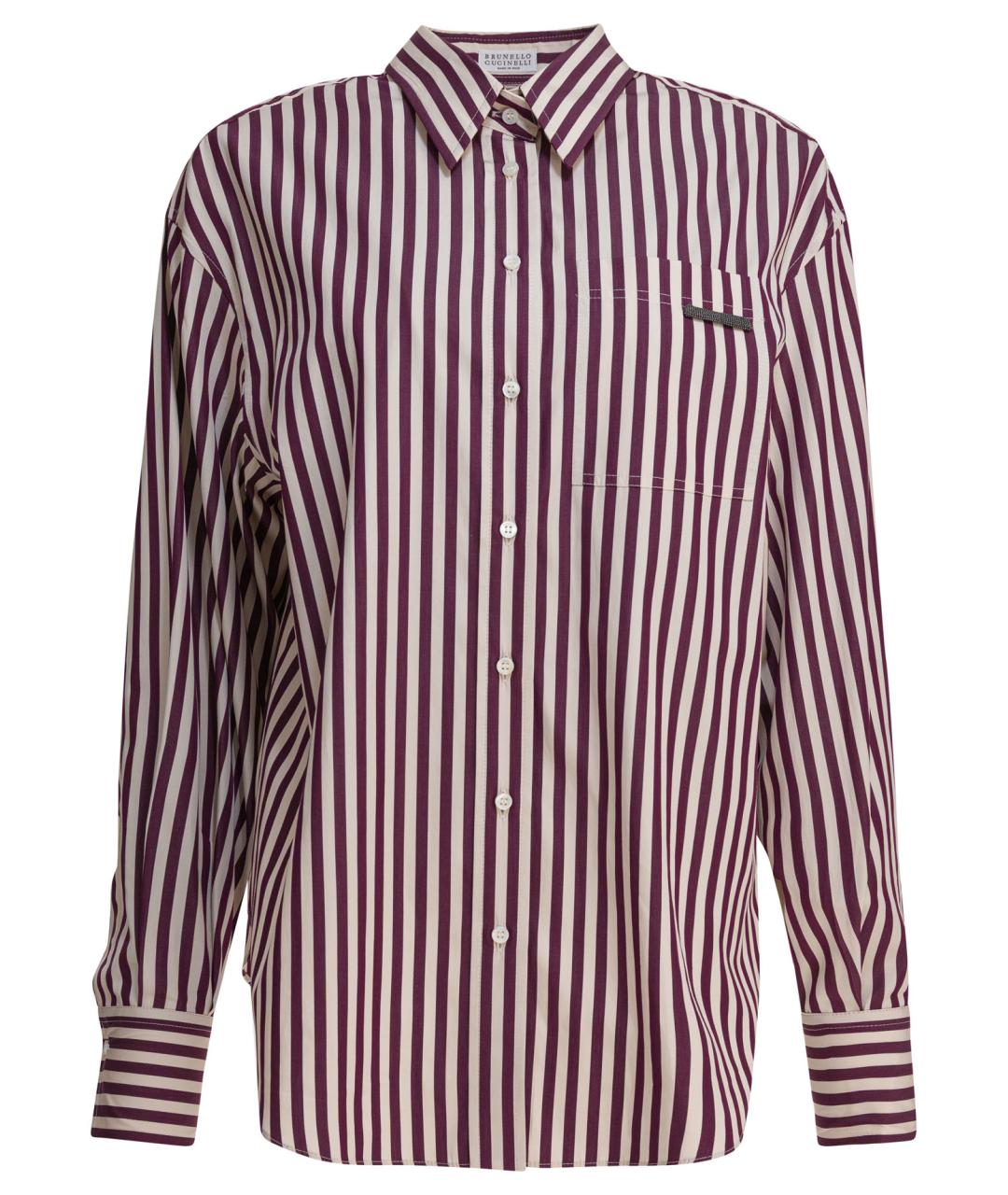 BRUNELLO CUCINELLI Бордовая хлопковая рубашка, фото 1