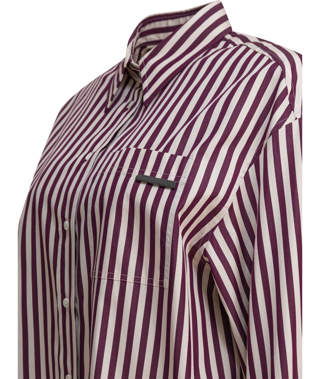BRUNELLO CUCINELLI Бордовая хлопковая рубашка, фото 4