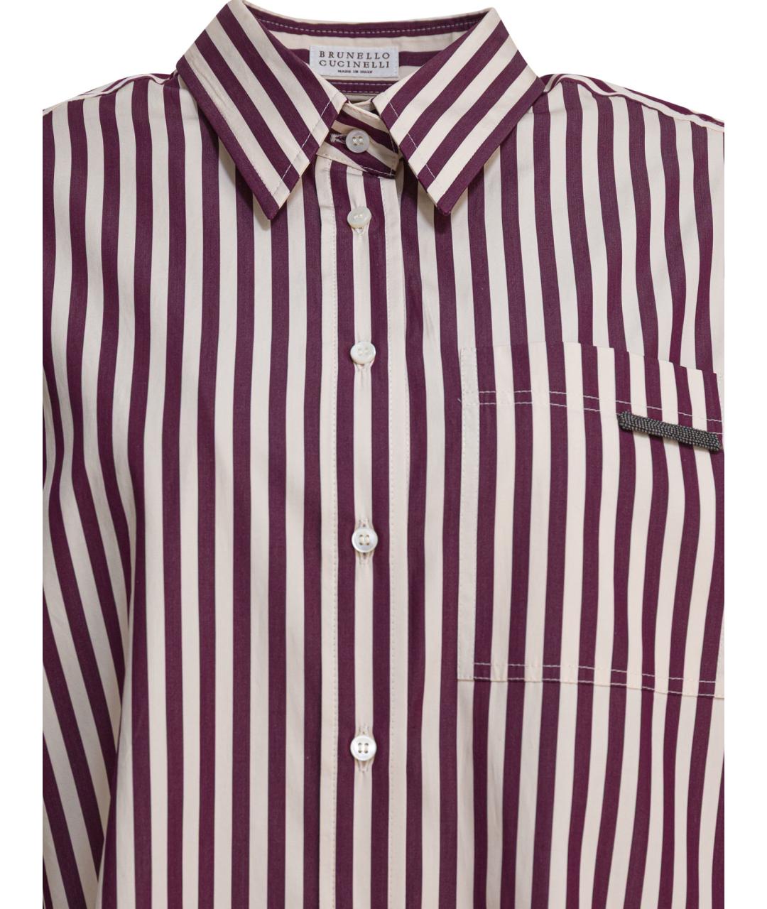 BRUNELLO CUCINELLI Бордовая хлопковая рубашка, фото 3
