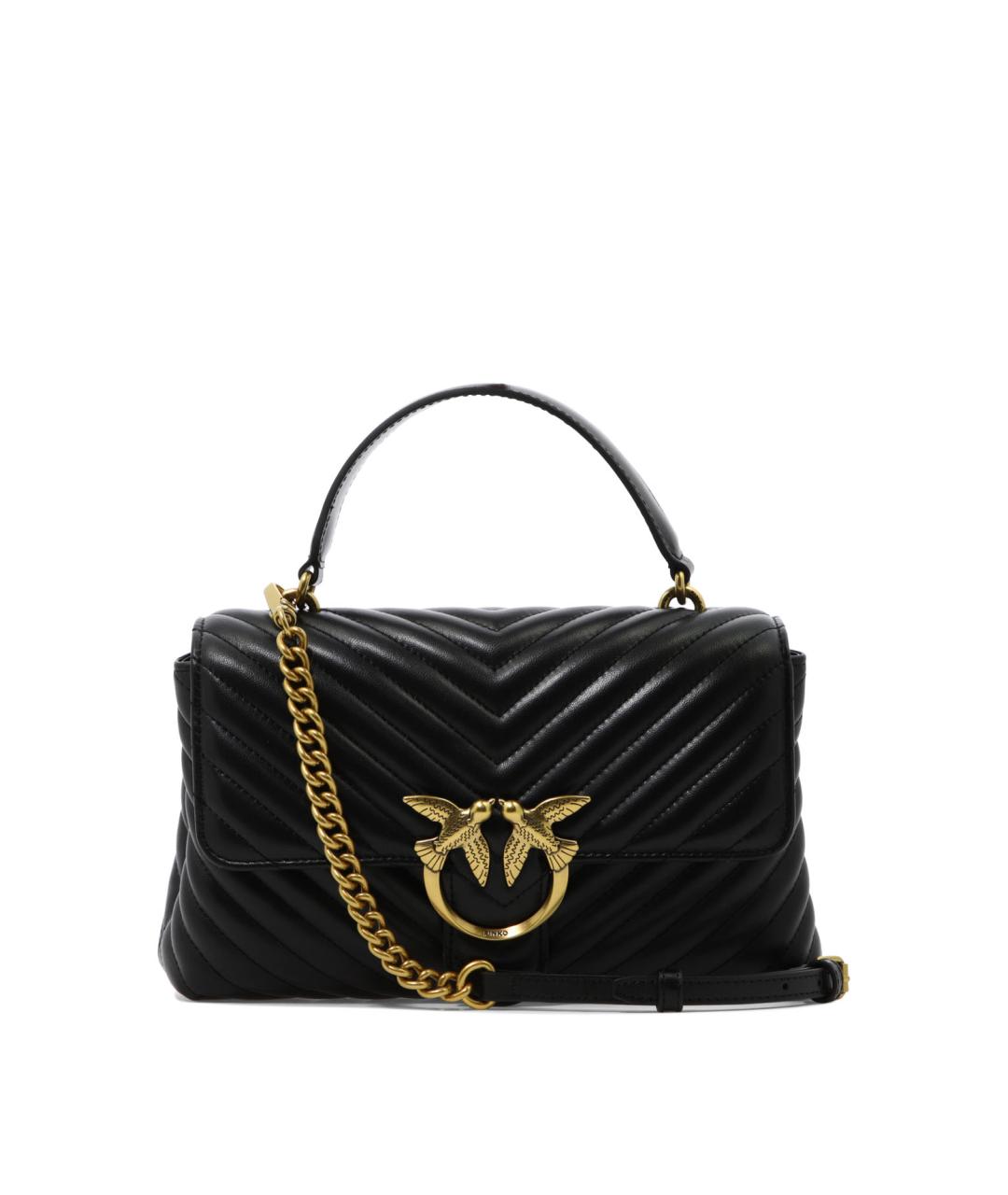 PINKO Черная кожаная сумка через плечо, фото 1