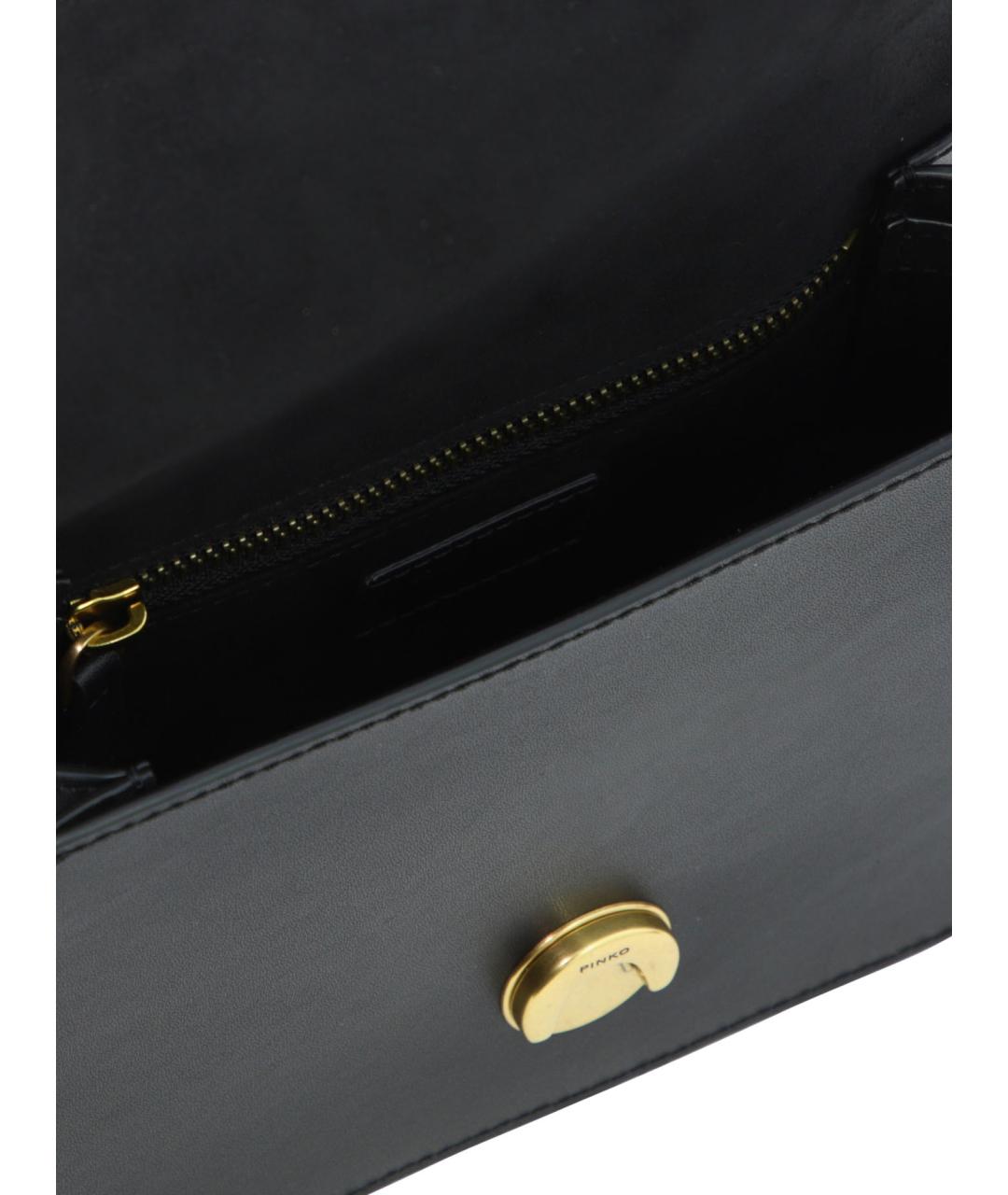PINKO Черная кожаная сумка с короткими ручками, фото 5