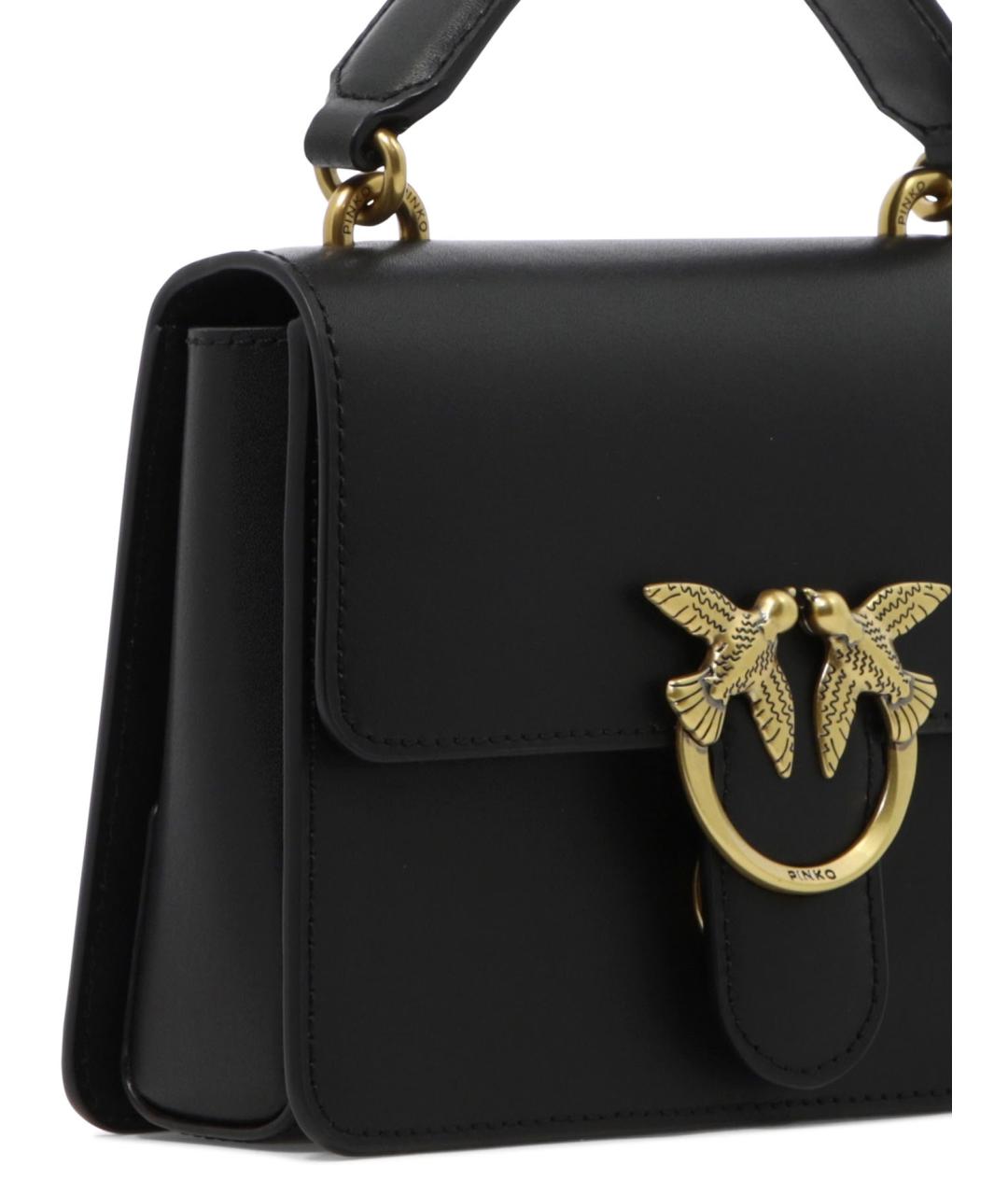 PINKO Черная кожаная сумка с короткими ручками, фото 4