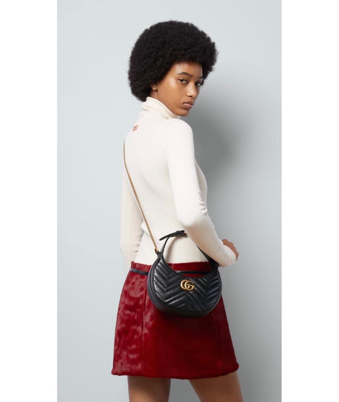 GUCCI Черная кожаная сумка с короткими ручками, фото 5