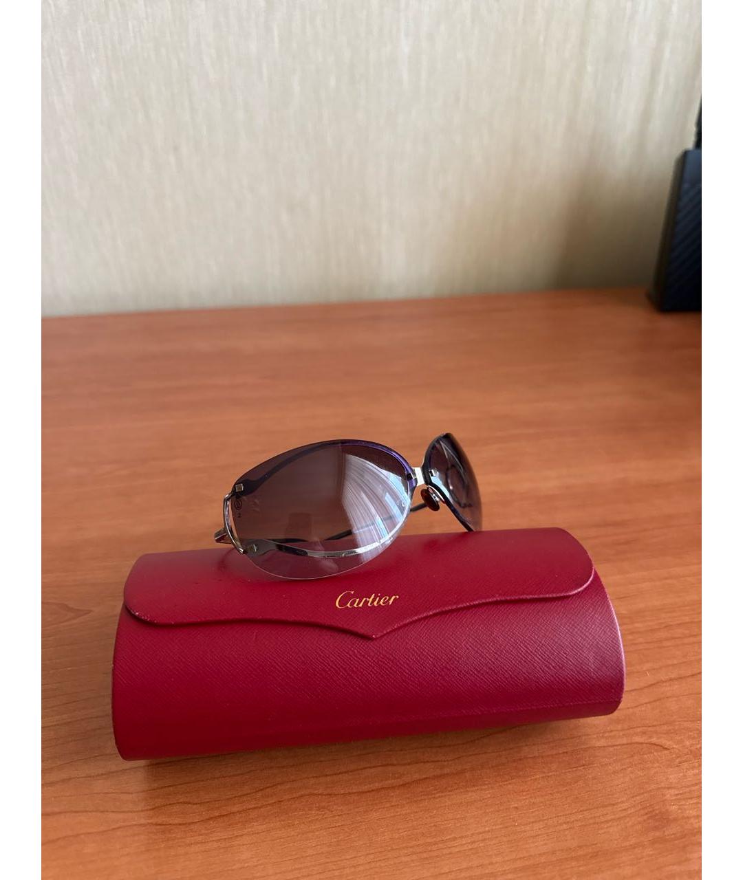 CARTIER Фиолетовые металлические солнцезащитные очки, фото 6