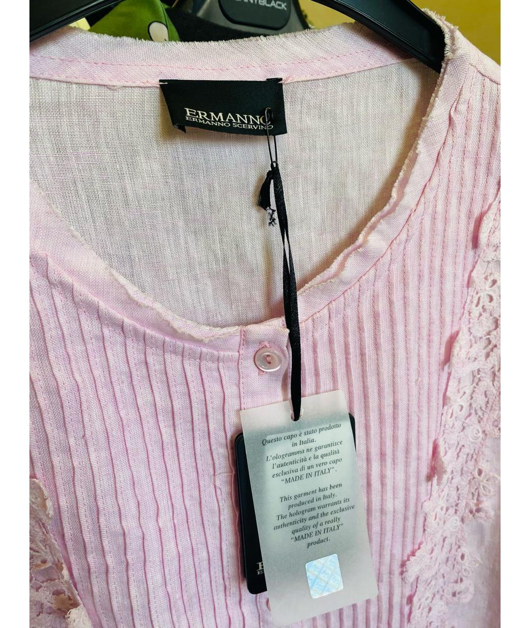ERMANNO SCERVINO Розовая льняная рубашка, фото 3