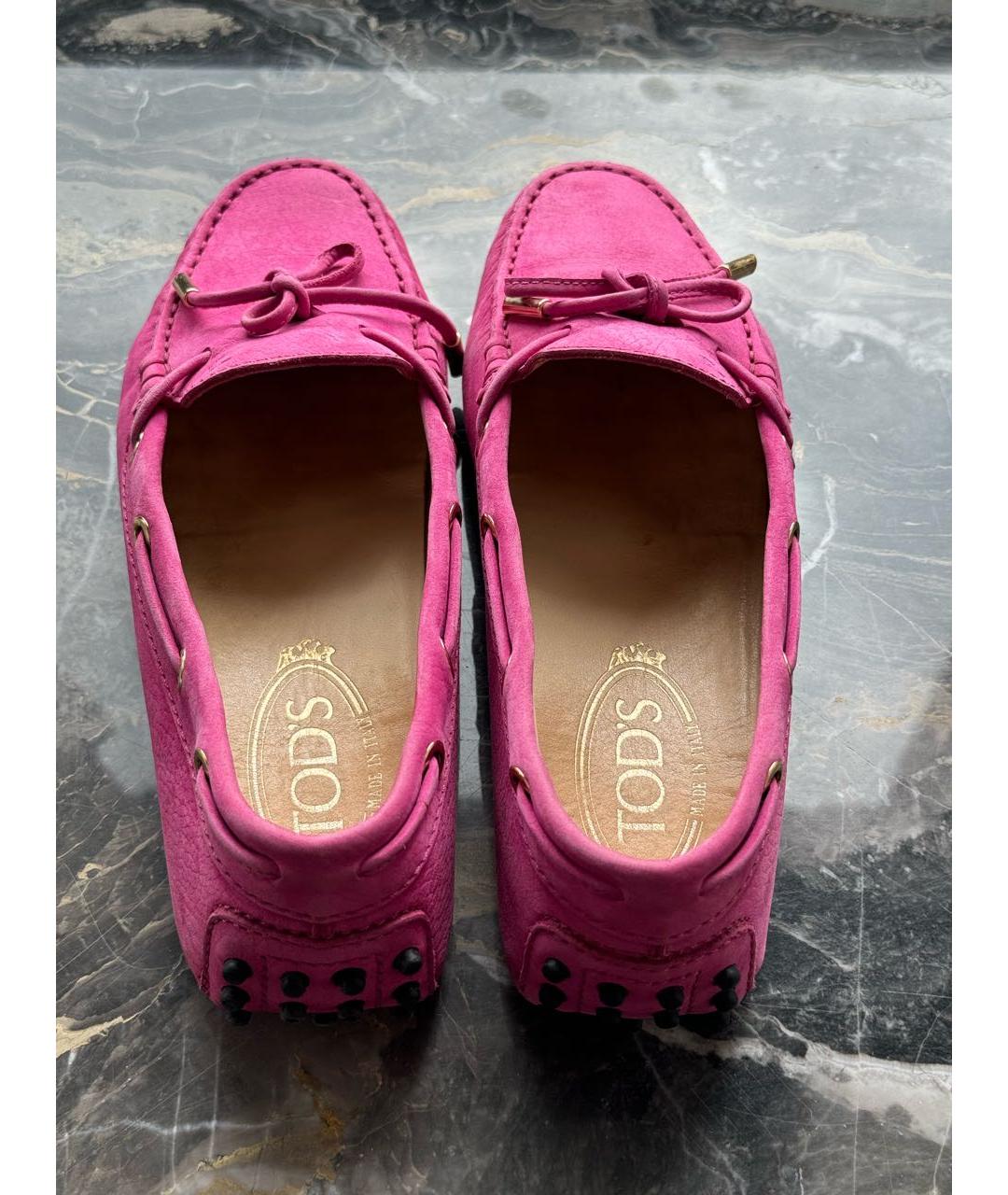 TOD'S Розовые кожаные мокасины, фото 3