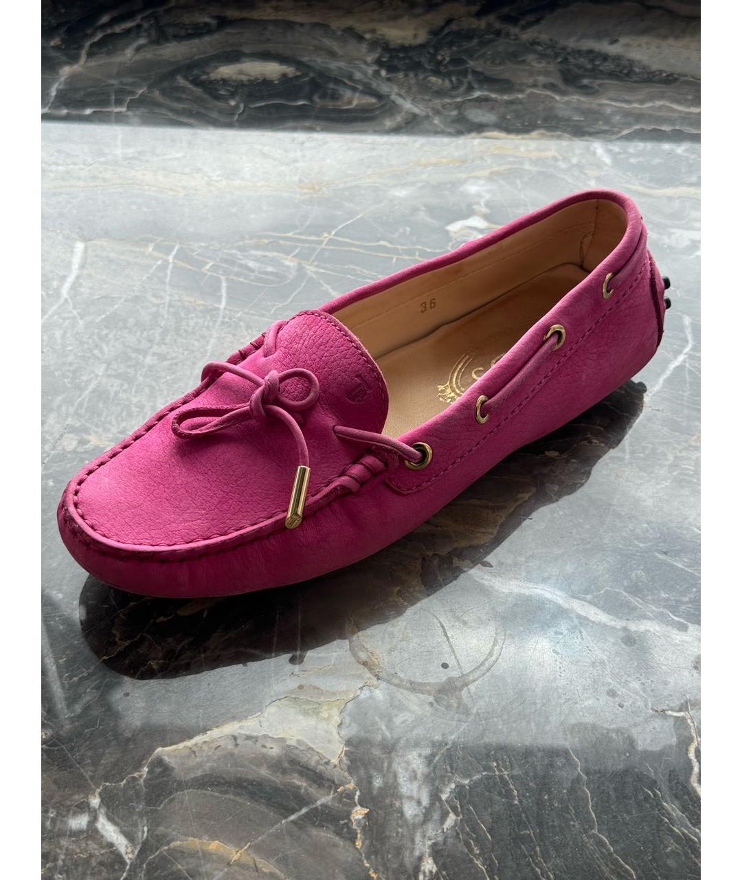 TOD'S Розовые кожаные мокасины, фото 4