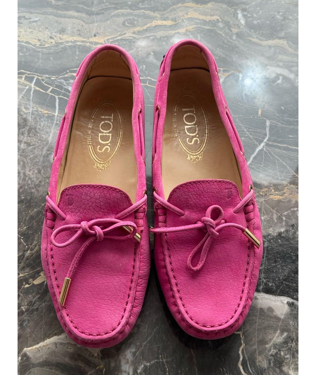 TOD'S Розовые кожаные мокасины, фото 2