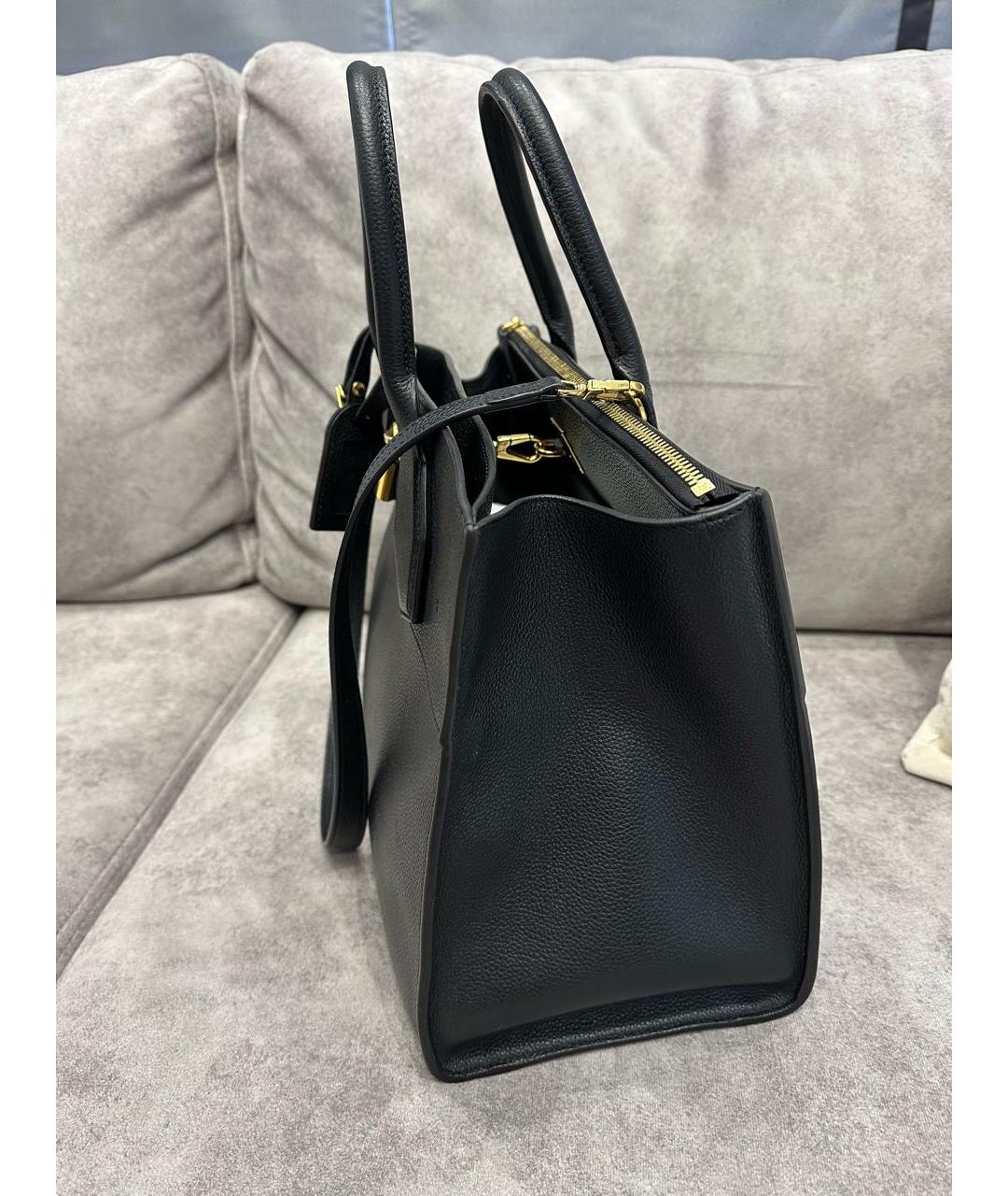 LOUIS VUITTON Черная кожаная сумка тоут, фото 5