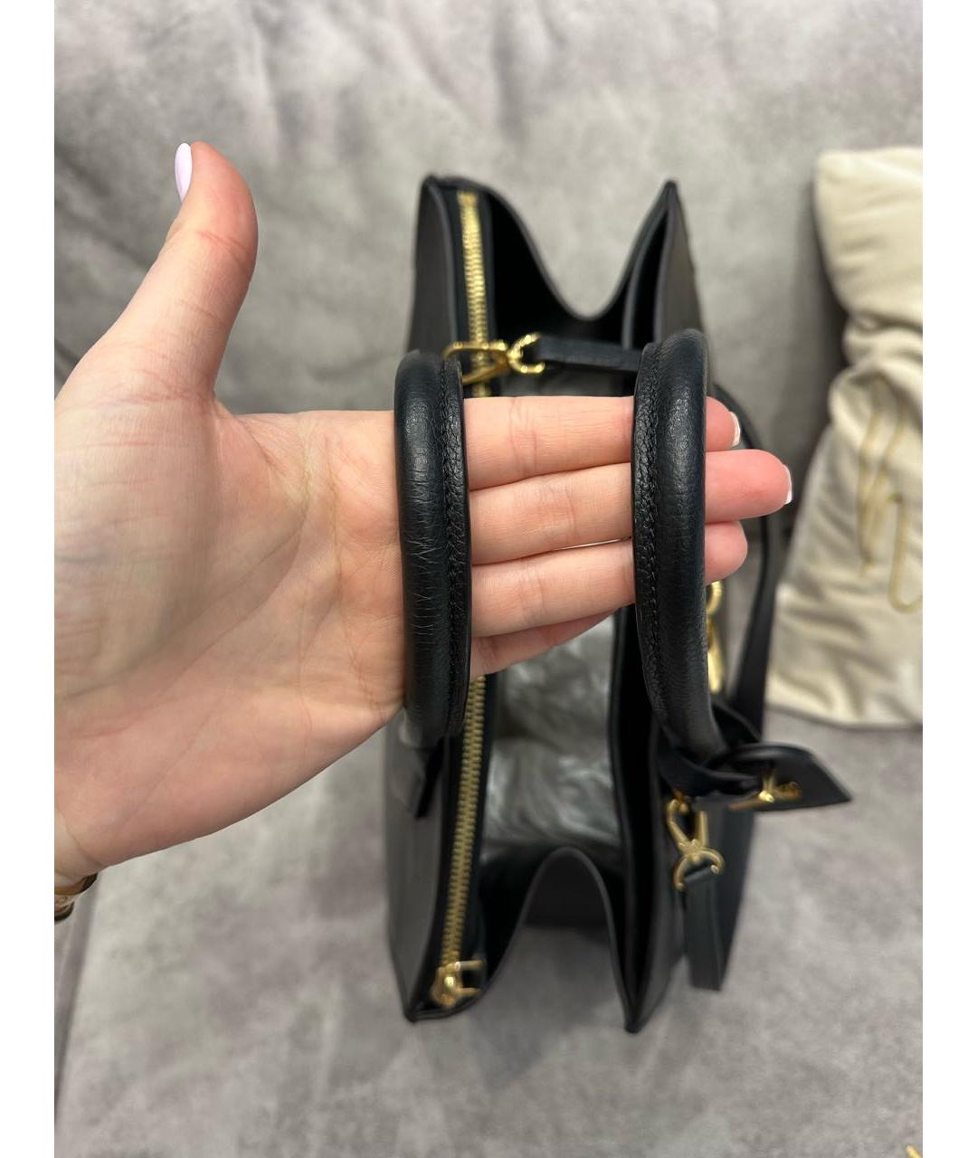 LOUIS VUITTON Черная кожаная сумка тоут, фото 4