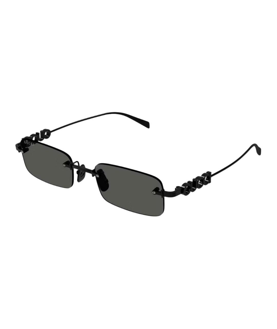 GUCCI Черные металлические солнцезащитные очки, фото 1