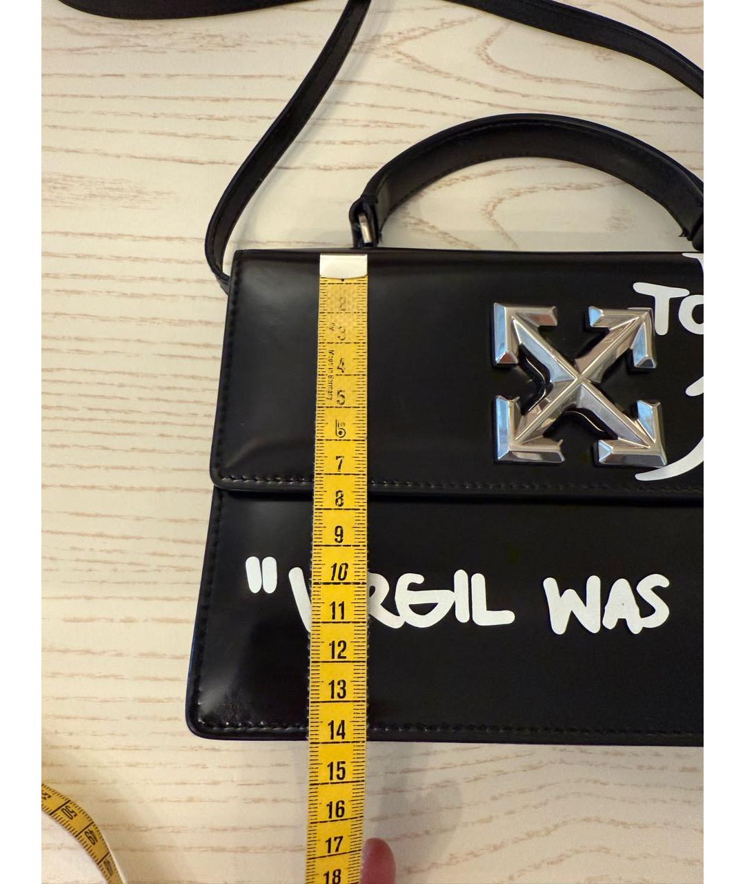 OFF-WHITE Черная кожаная сумка через плечо, фото 8