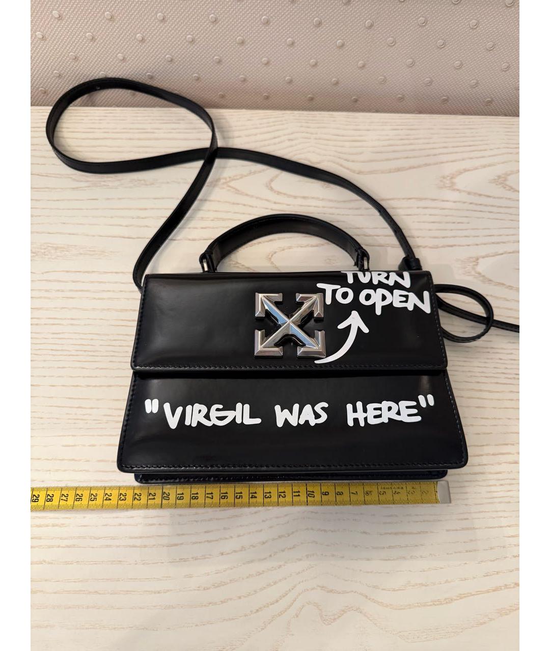 OFF-WHITE Черная кожаная сумка через плечо, фото 7