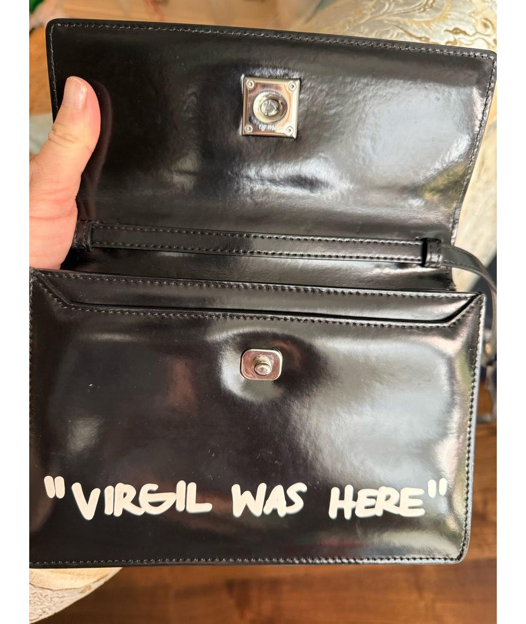 OFF-WHITE Черная кожаная сумка через плечо, фото 4