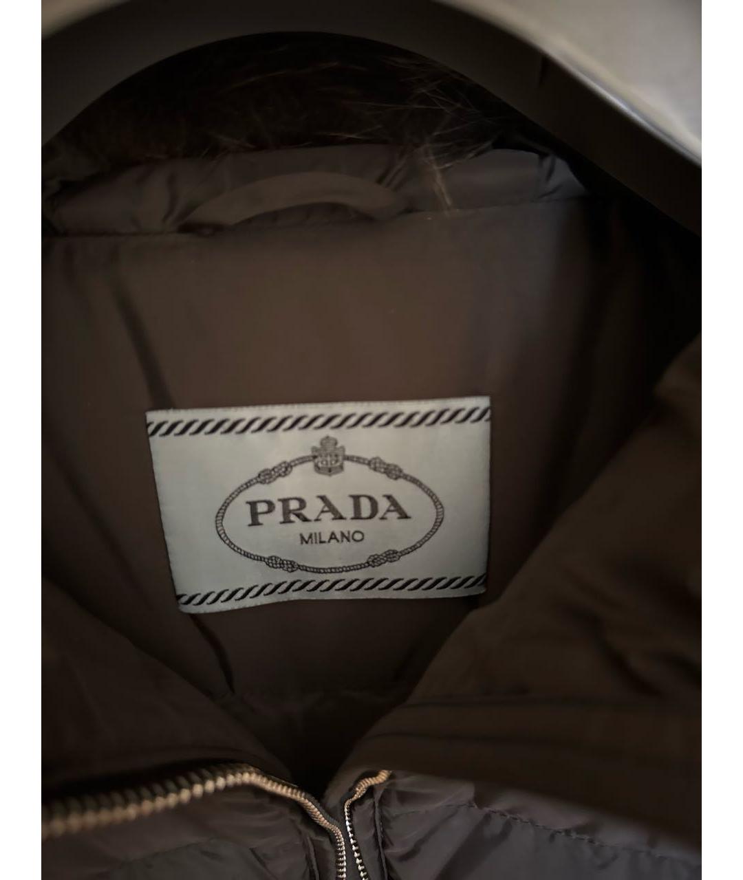 PRADA Антрацитовый полиэстеровый пуховик, фото 3