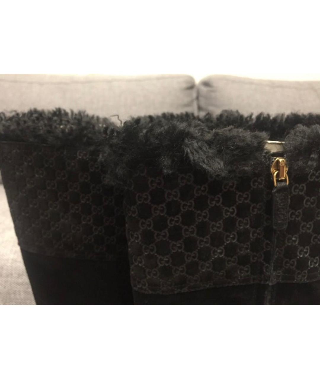 GUCCI Черные замшевые сапоги, фото 4